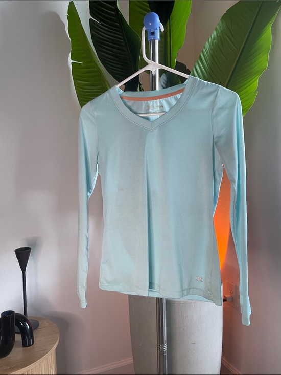 Tops - Light Blue Long Sleeve V-Neck Top